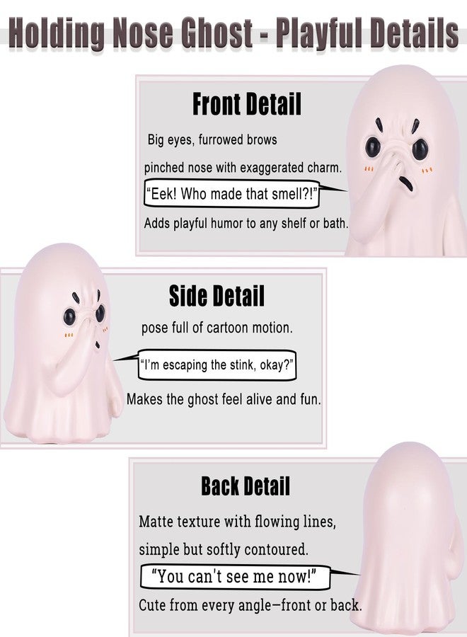 oliruim Cute Holding Nose Ghost Statue, Quirky Desk Decor for Office & Home, Funny Bathroom Shelves Knick Knack, Unique Creative - Image 3